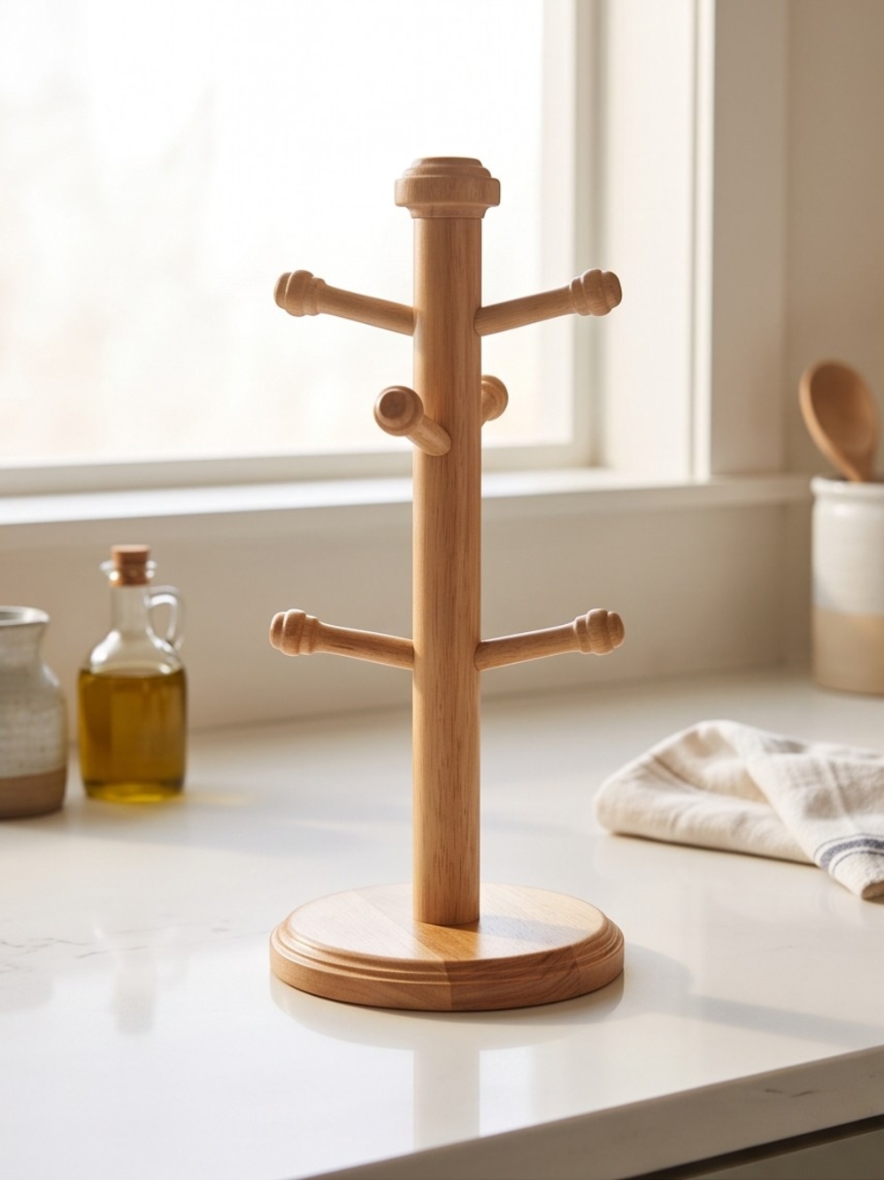 Kamestein Natural Wood Mug Tree Stand -   Cup Holder